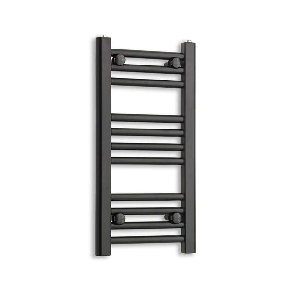 600 mm High x 300 mm Wide Flat Black Heated Towel Radiator