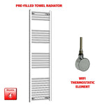 1600x450mm Pre Filled Electric Towel Rail Straight Chrome