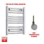 600x400mm Electric Towel Rail Straight Chrome Pre Filled