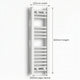 Dimension diagram: Flat White 250mm x 800mm ladder towel rail with pipe centre measurement