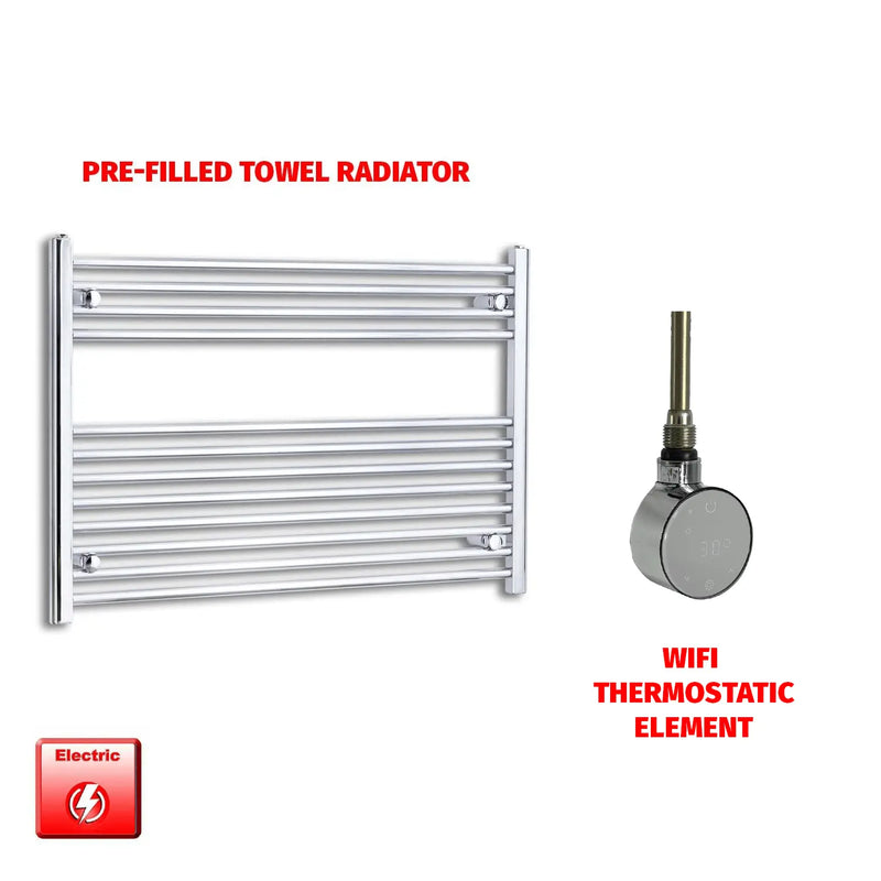 700x1200mm Pre Filled Electric Towel Rail Straight Chrome