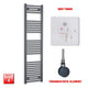 1600x400mm Electric Heated Towel Rail Flat Anthracite Pre-Filled