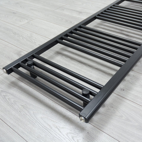 Electric Heated Black Towel Rail Thermostatic Close Up Image