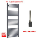 1600x600mm Flat Anthracite Pre-Filled Electric Heated Towel Rail Radiator