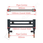 1200 mm High x 1000 mm Wide Heated Towel Radiator Flat White