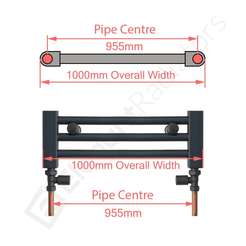 1200 mm High x 1000 mm Wide Heated Towel Radiator Flat White