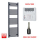 1600x550mm Flat Black Pre-Filled Electric Heated Towel Rail