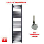1800x500mm Flat Black Pre-Filled Electric Heated Towel Rail
