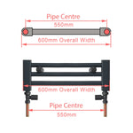 1600x600mm Chrome Dual Fuel Flat Heated Towel Rail Radiator