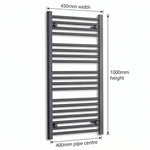 1000 mm High x 450 mm Wide Heated Towel Radiator Flat Black