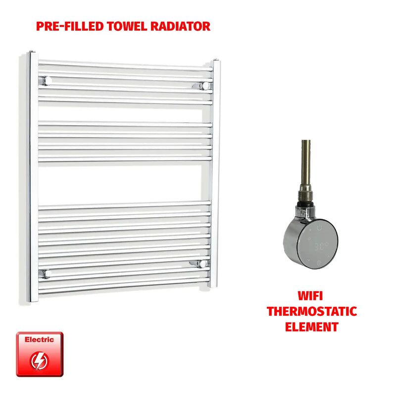 900x800mm Pre Filled Electric Towel Rail Straight Chrome