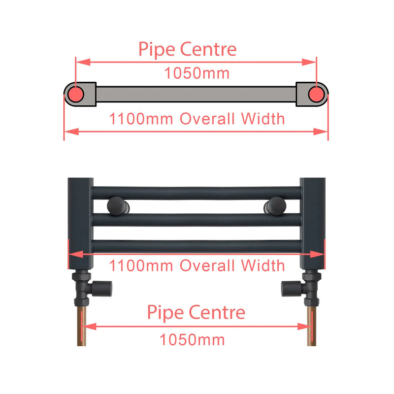 1000x1100mm Chrome Dual Fuel Flat Heated Towel Rail Radiator