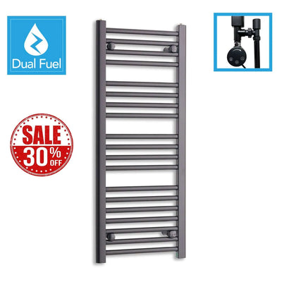 1000x400mm Dual Fuel Flat Black Heated Towel Rail Radiator