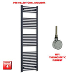 1800x600mm Flat Black Pre-Filled Electric Heated Towel Rail