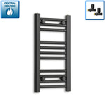 600 mm High x 300 mm Wide Flat Black Heated Towel Radiator