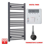 1000x500mm Flat Black Pre Filled Electric Towel Rail