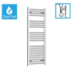 1200x500mm Chrome Dual Fuel Flat Heated Towel Rail Radiator