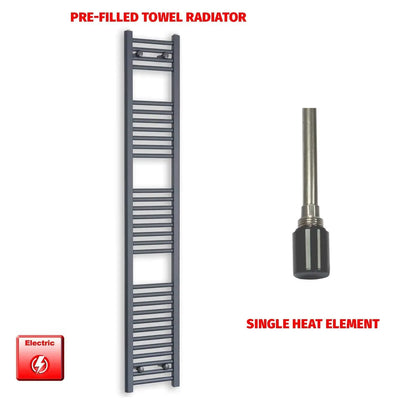 1800x300mm Flat Anthracite Pre Filled Electric Towel Rail