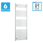 1800x550mm Chrome Dual Fuel Flat Heated Towel Rail Radiator
