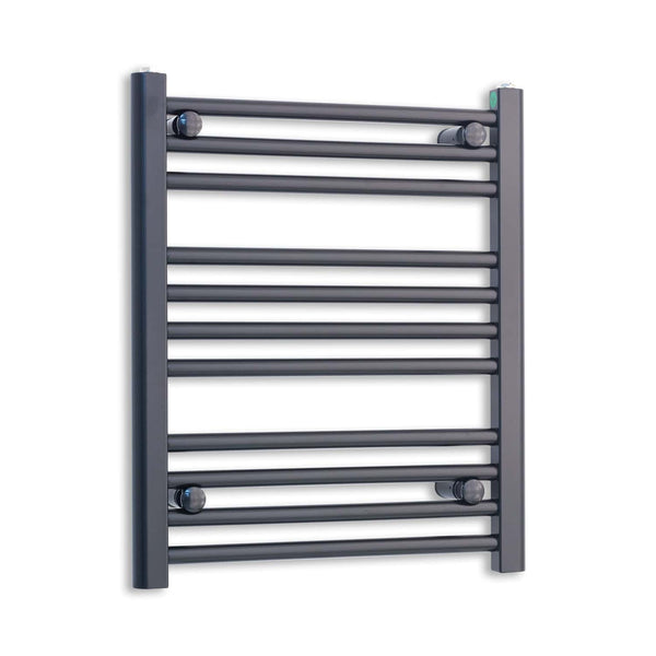 600x500mm Dual Fuel Flat Black Heated Towel Rail Radiator - Elegant Radiators