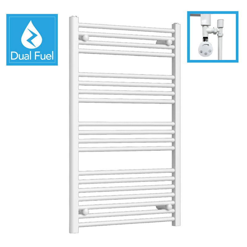 600 x 1000 White Dual Fuel Flat Heated Towel Rail Radiator