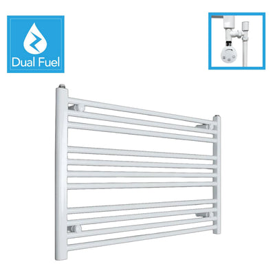 600 x 1100 White Dual Fuel Flat Heated Towel Rail Radiator