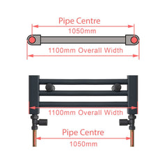 600 x 1100 Heated Towel Rail Radiator Flat White Central Heating