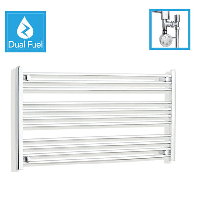 600x1200mm Chrome Dual Fuel Flat Heated Towel Rail Radiator