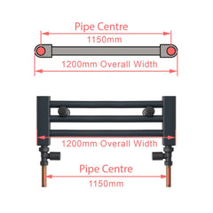 600 x 1200 Heated Towel Rail Radiator Flat White Central Heating