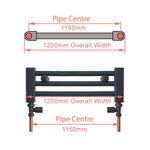 600 x 1200 Heated Towel Rail Radiator Flat White Central Heating