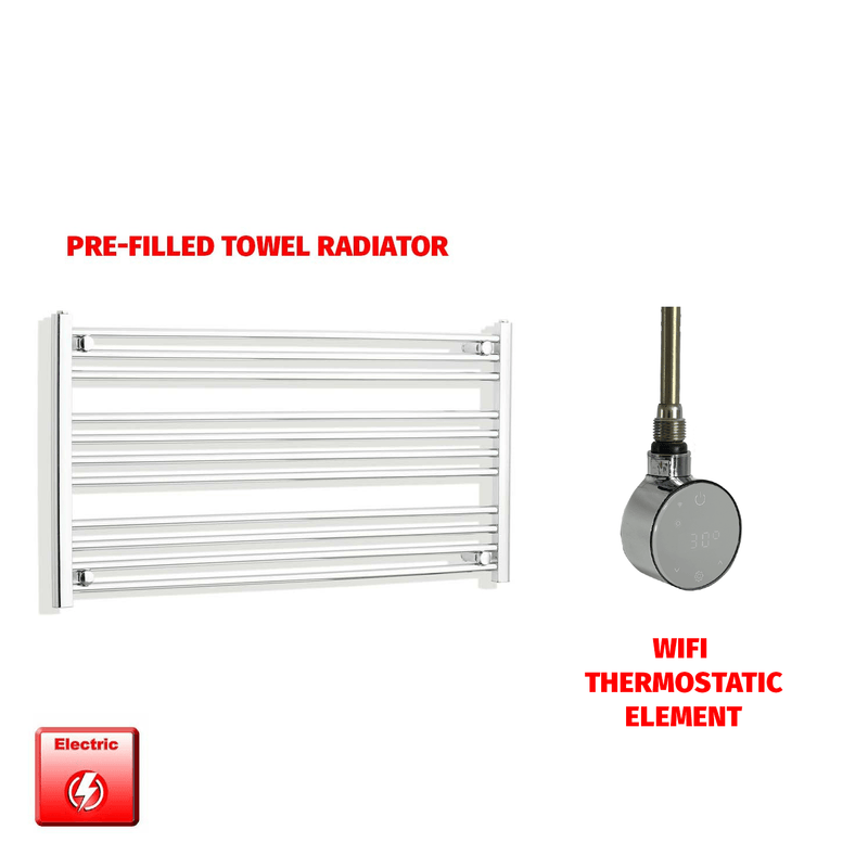 ER-Wifi Thermostatic / No Timer 600 x 1200 Pre-Filled Electric Heated Towel Radiator Straight Chrome