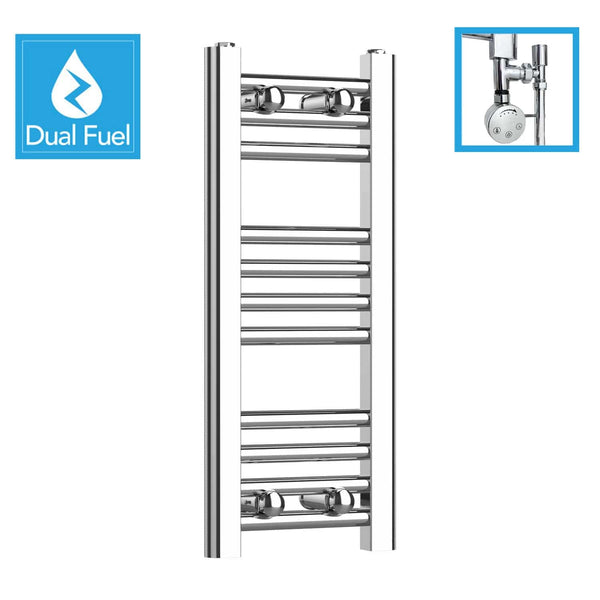 600 x 200 Chrome Dual Fuel Flat Heated Towel Rail Radiator