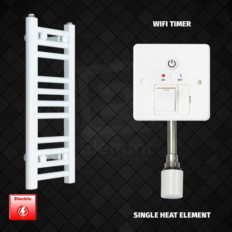 Single Heat / Wifi Timer 600 x 200 Pre-Filled Electric Heated Towel Radiator White HTR