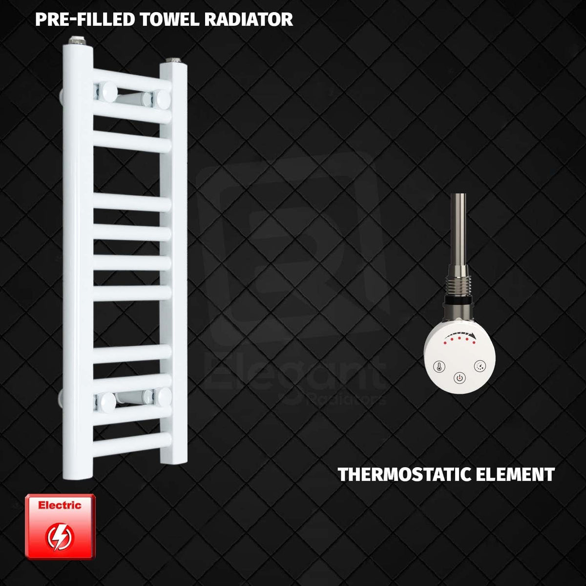 ER-Touch Thermostatic / No Timer 600 x 200 Pre-Filled Electric Heated Towel Radiator White HTR