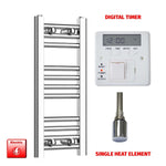 Single Heat / Digital Timer 600 x 200 Pre-Filled Electric Heated Towel Rail Straight Chrome