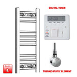 ER-Touch Thermostatic / Digital Timer 600 x 250 Pre-Filled Electric Heated Towel Radiator Straight Chrome