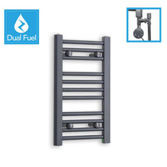 600 x 300 Anthracite Dual Fuel Flat Heated Towel Rail Radiator