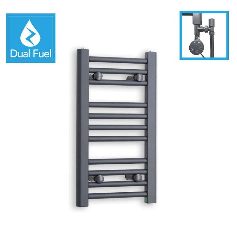 600 x 300 Anthracite Dual Fuel Flat Heated Towel Rail Radiator