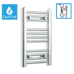 600 x 300 Chrome Dual Fuel Flat Heated Towel Rail Radiator