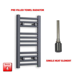 Single Heat / No Timer 600 x 300 Flat Anthracite Pre-Filled Electric Heated Towel Radiator HTR