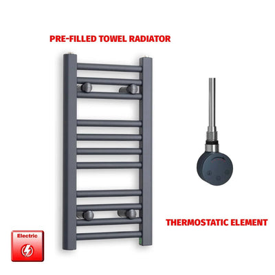600x300mm Flat Anthracite Pre-Filled Electric Heated Towel Rail