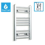 600 x 350 Chrome Dual Fuel Flat Heated Towel Rail Radiator