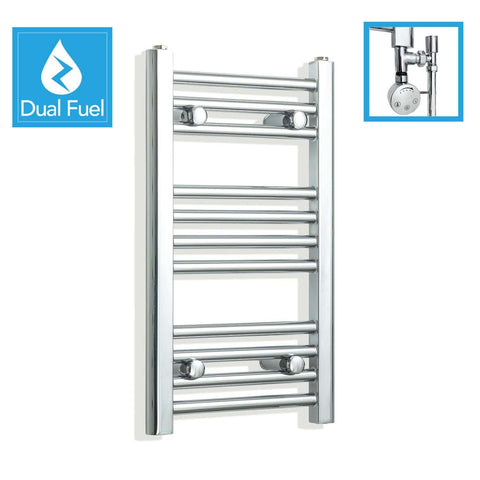 600 x 350 Chrome Dual Fuel Flat Heated Towel Rail Radiator