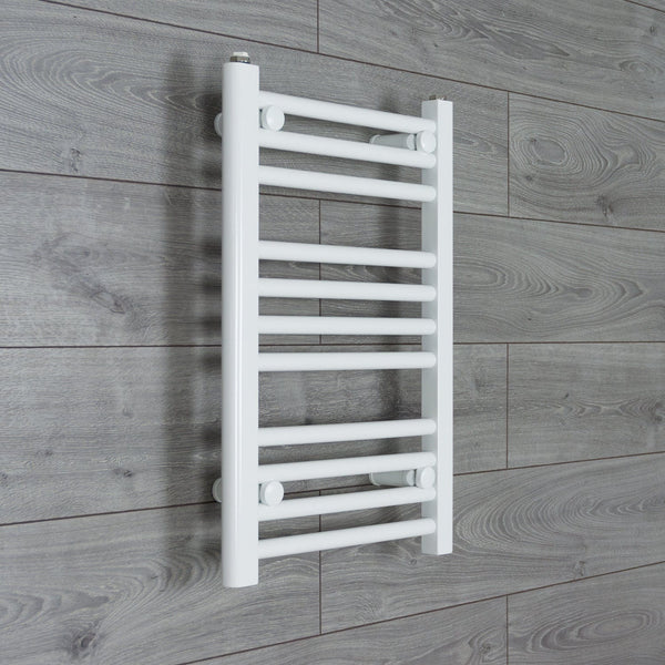 600 x 350 White Dual Fuel Flat Heated Towel Rail Radiator - Elegant Radiators