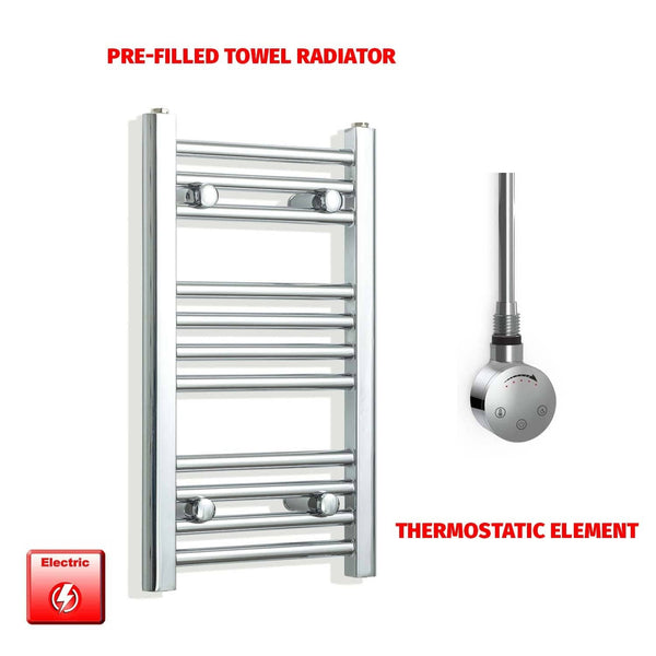 ER-Touch Thermostatic / No Timer 600 x 350 Pre-Filled Electric Heated Towel Radiator Straight Chrome