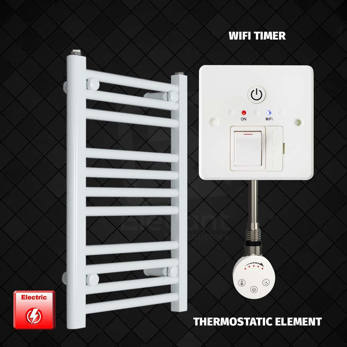 ER-Touch Thermostatic / Wifi Timer 600 x 350 Pre-Filled Electric Heated Towel Radiator White HTR