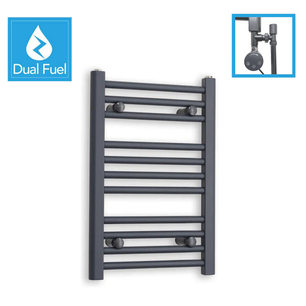 600 x 400 Anthracite Dual Fuel Flat Heated Towel Rail Radiator
