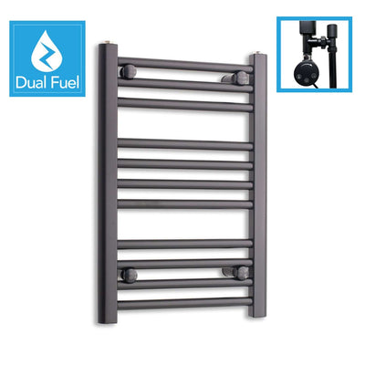 600x400mm Dual Fuel Flat Black Heated Towel Rail Radiator