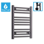 600 x 400 Dual Fuel Flat Black Heated Towel Rail Radiator