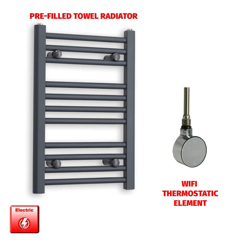 ER-Wifi Thermostatic / No Timer 600 x 400 Flat Anthracite Pre-Filled Electric Heated Towel Rail